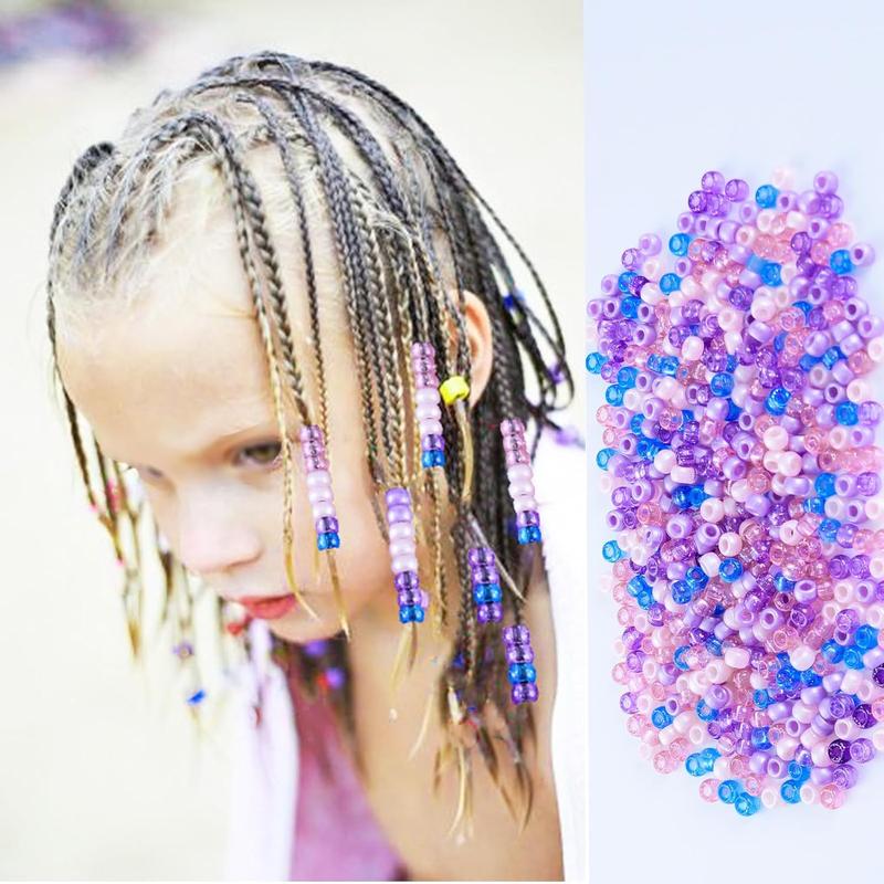 1606 count Beads Kit for Hair Braids Including 600 count 9x6mm Pony Beads,1000pcs Elastic Rubber Bands, and 6 count Quick Beaders Hair Beads for Braids for Girls