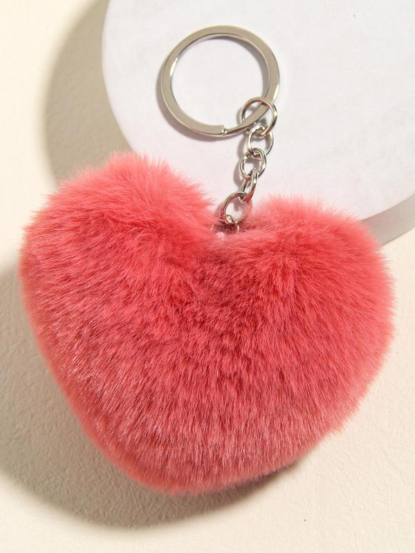 Heart Shaped Plush Keychain, Cute Keychain for Women & Men, Fashion Accessories for Daily Use, Perfect for Student for Daily Use