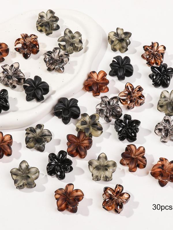 2024 New Style Mixed Flower Shaped Mini Hair Claws, Casual and Versatile Hair Accessories for Women, Minimalist Headwear Suitable for Thick Hair Hairstyles Ideas