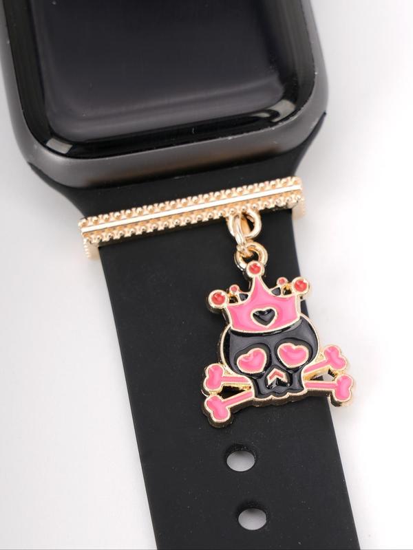 Cute Heart Decor Skull Ghost Design Watch Band Decoration, Fashion Watch Band Charm, Trendy All-match & Exquisite Watch Band Accessories for Birthday Gift