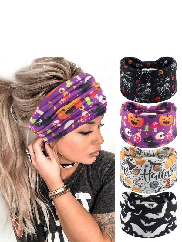 Ruched Design Sports Hair Band, Halloween Themed Sporty Sweat-absorbing Elastic Hair Band, Sports Hair Accessories for All Seasons