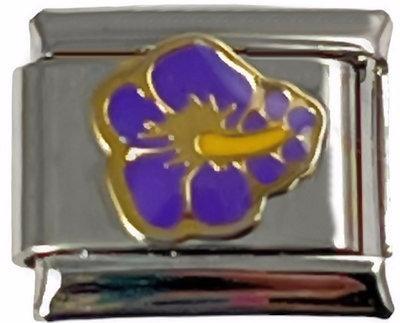 Italian Charm Link Purple Hibiscus Charm Style 2 9mm