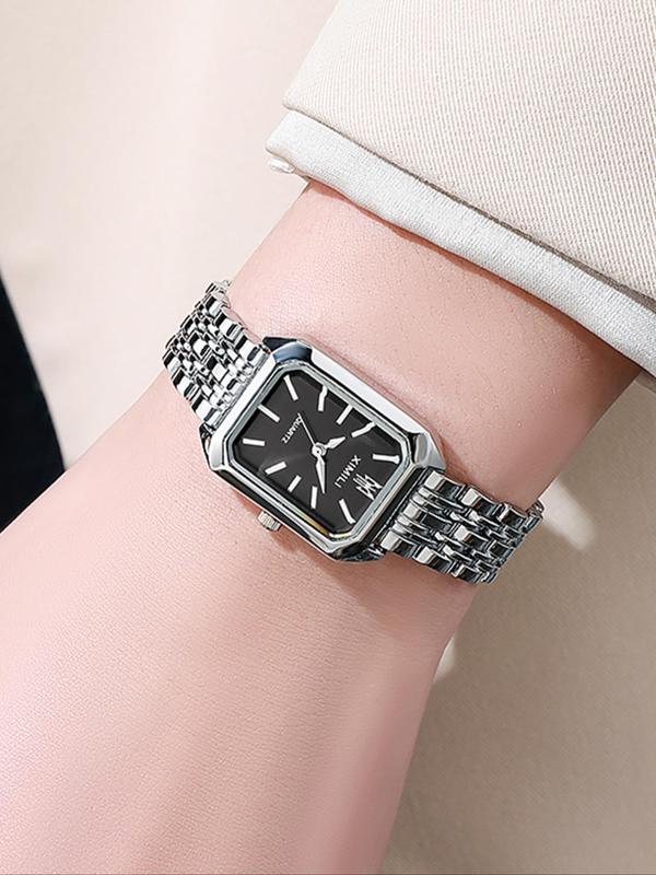 Women's Elegant Fashion Square Dial Analog Quartz Watch, Fashion Watch for Party, Daily Clothing Decor, Trendy Watch for Birthday Gift without Box