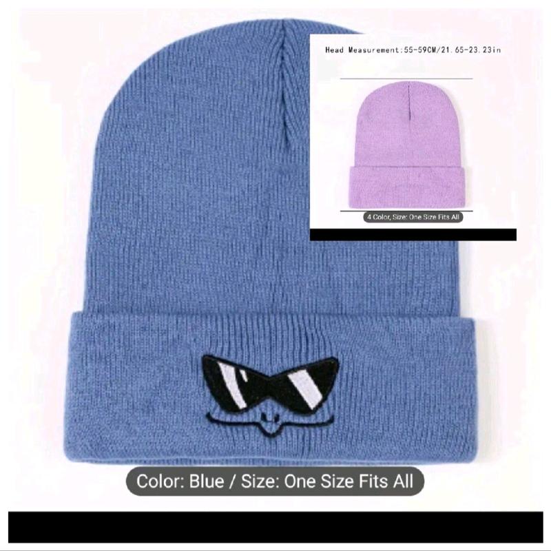 Classic Pokemoned Adult 100% Cotton Beanie in Purple,Blue,Yellow,Orange and Black