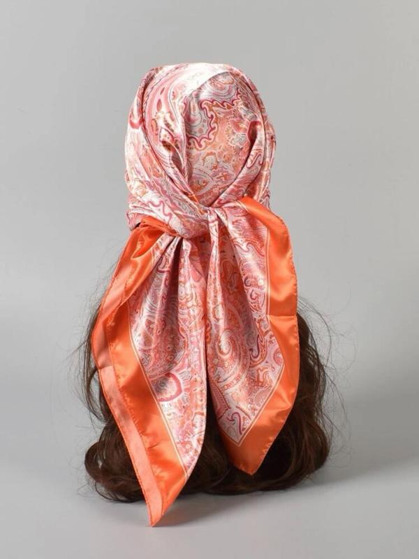 Women's Boho Style Paisley Print Square Scarf, Vintage Trendy Hair Scarf, Fashionable Hair Accessories for Women & Girls