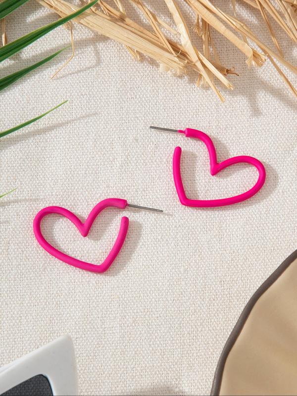 Fashion Hollow out Heart Design Hoop Earrings As Perfect Gift for Girlfriend, Elegant Women's Earrings for Party, Minimalist Fashion Accessories for Daily Wear