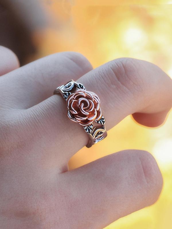 Vintage Flower Design Ring, Hollow Out Ring, Fashion Accessories for Women & Girls, Simple Jewelry for Party, Daily Clothing Decor, Trendy All-match & Exquisite Jewelry for Birthday Gift