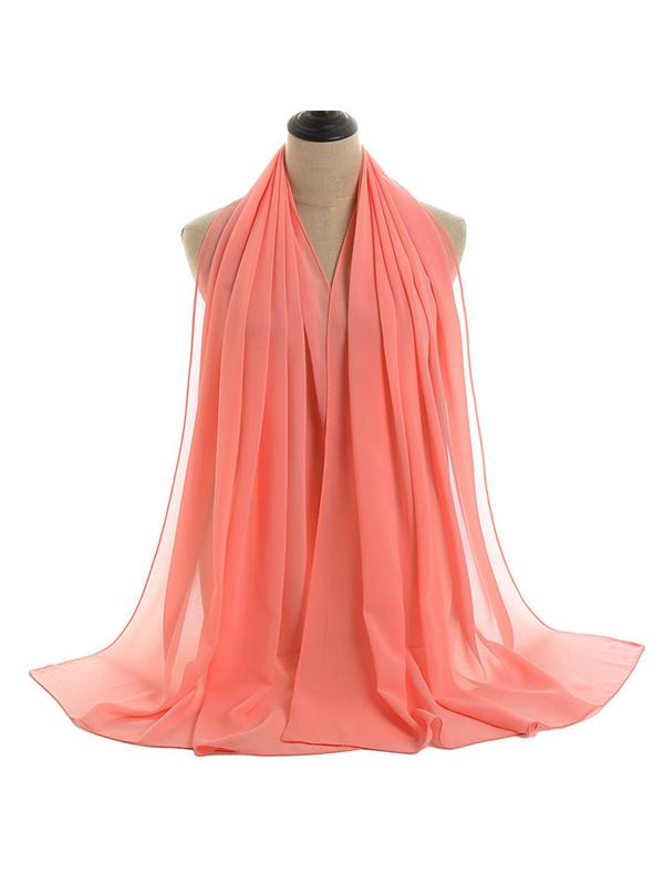 Women's Classic Solid Color Chiffon Scarf, Breathable Lightweight Soft Long Shawl for All Seasons, Women's Scarf for Streetwear Daily Wear