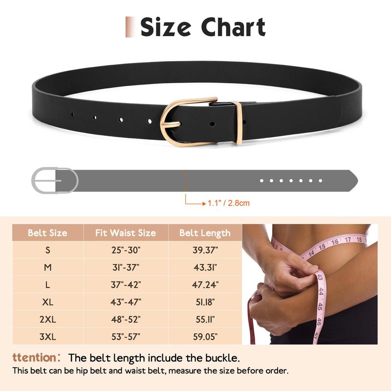 2 Pack Plus Size Women Leather Belts for Jeans Pants Dresses Fashion Gold Buckle Ladies Waist Belts Black Brown New