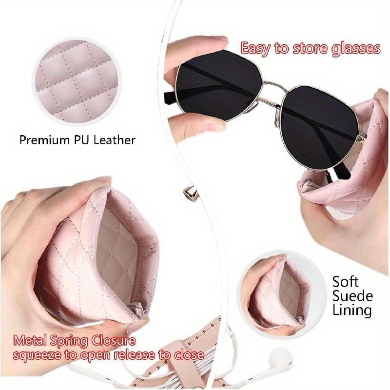 Portable Eyeglasses Case, 2 Counts PU Leather Soft Sunglasses Bag Pouch, Pocket Mobile Phone Sunglasses Organizer Holder