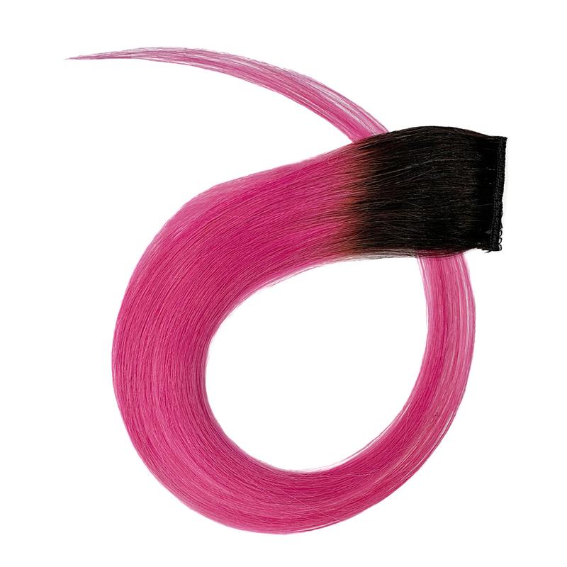 SuperNova colored Clip in Hair Extension with Black Root Ombre Human Hair Straight Hair Handmade