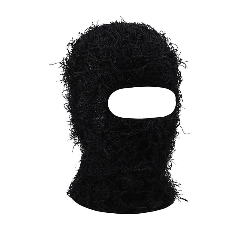 Cozy Knit Winter Balaclava Stylish Distressed Full Face Ski Mask & Neck Warmer for Men and Women Stay Warm and Fashionable with Distress Mask Beanie