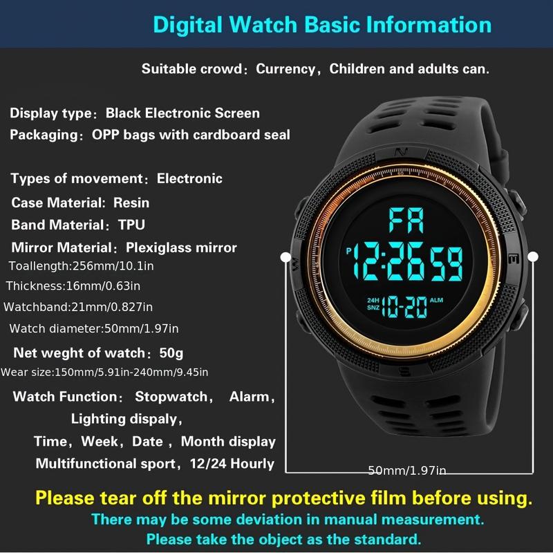 Chronograph E-Sports Watch Outdoor, Multifunctional Digital Silicone Watch Unisex Student