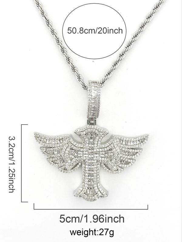 Rhinestone Decorated Cross & Wing Design Pendant, Fashionable Jewelry Accessory for Party, Daily Decor, Trendy All-match & Exquisite Accessory for DIY Jewelry