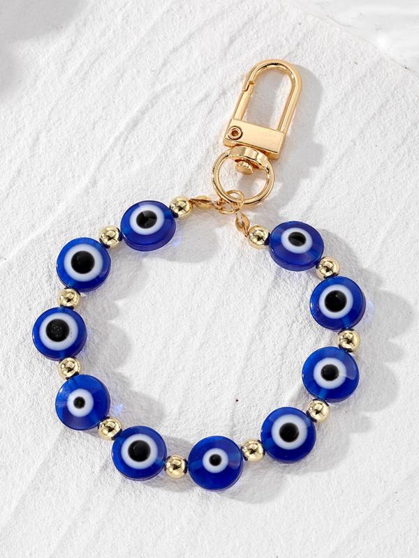 Vintage Evil Eye Design Beaded Keychain, Fashionable Eye Design Keychain for Women & Men, Trendy All-match Keychain for Birthday Gift