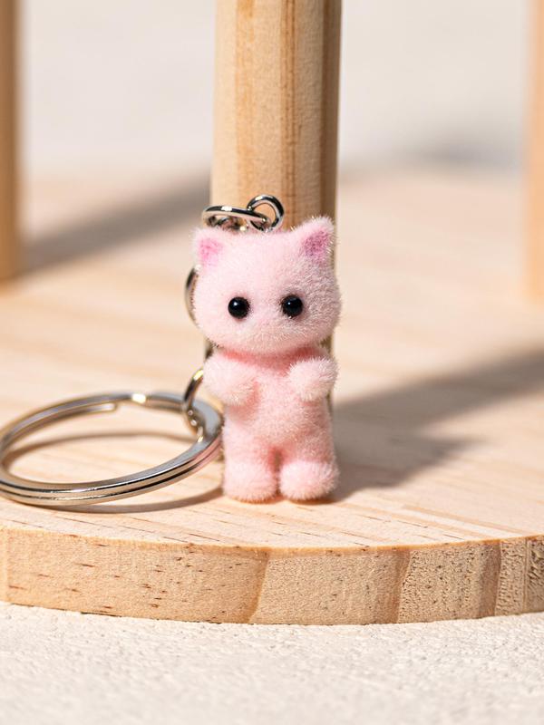 Cute Cat Design Keychain, 3D Animal Design Keychain for Women & Men, Fashion Accessories for Bag & Car Key Decoration, Car Accessories