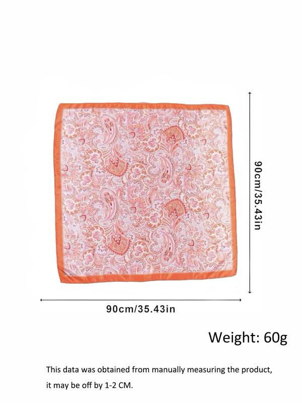 Women's Boho Style Paisley Print Square Scarf, Vintage Trendy Hair Scarf, Fashionable Hair Accessories for Women & Girls