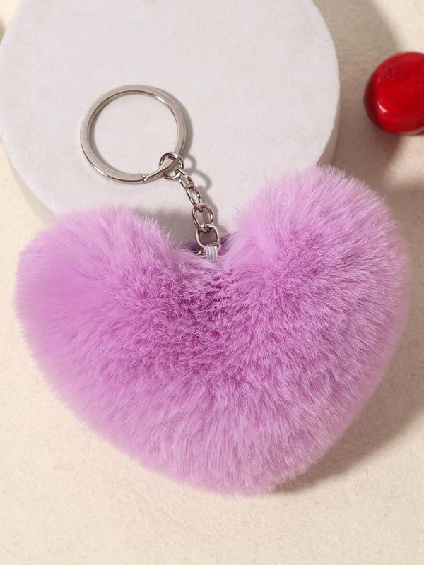 Heart Shaped Plush Keychain, Cute Keychain for Women & Men, Fashion Accessories for Daily Use, Perfect for Student for Daily Use