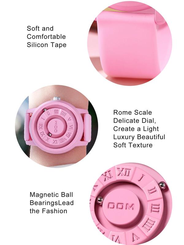 Women's Cute Style Magnetic Silicone Strap Casual Water Resistant Round Dial Quartz Watch, Casual Trendy Analog Watch, Fashionable Watch for Daily & Party As Gift