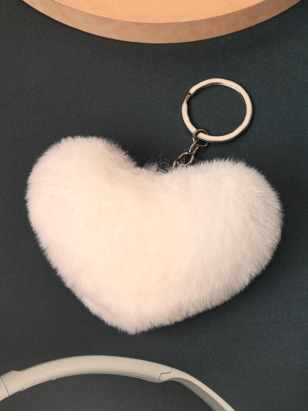 Heart Shaped Plush Keychain, Cute Keychain for Women & Men, Fashion Accessories for Daily Use, Perfect for Student for Daily Use