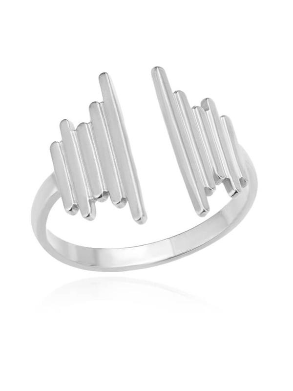 Simple Geometric Design Stainless Steel Cuff Ring, Casual Open Adjustable Ring For Daily Wear, Fashion Accessories For Women & Men