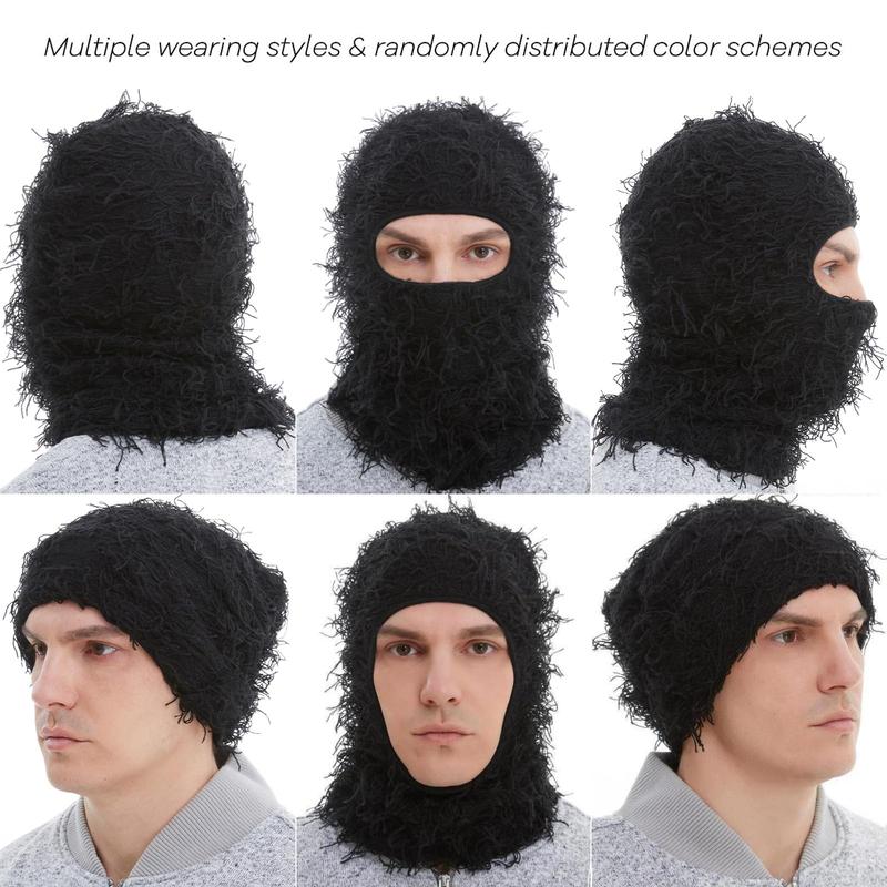 Cozy Knit Winter Balaclava Stylish Distressed Full Face Ski Mask & Neck Warmer for Men and Women Stay Warm and Fashionable with Distress Mask Beanie