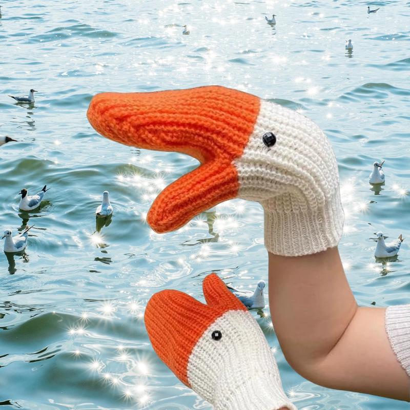 Funny Swan Design Autumn and Winter Mittens for Maintain Warmth the Cold-Resistance.Knit Stretchy Cold Climate Warm Mittens.