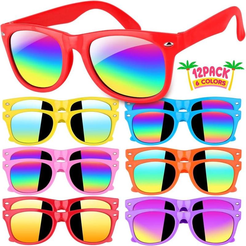 Colorful Party Sunglasses, 6 12pcs Outdoor Seaside Laser Color Sunglasses, Halloween Funny Party Supplies for Outdoor Activities Birthday Travel Pool Beach