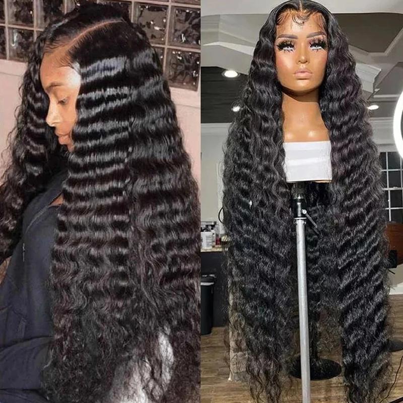 Bling Hair Fashion 13x4 13x6 Deep Wave HD Lace Front Wig Human Hair 180% density Transparent Lace Frontal Wigs For Women Real Hair Wigs PrePlucked Lace Front Wig