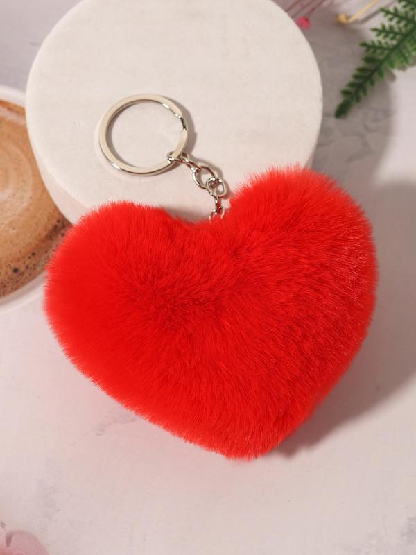 Heart Shaped Plush Keychain, Cute Keychain for Women & Men, Fashion Accessories for Daily Use, Perfect for Student for Daily Use