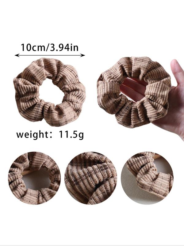 Solid Color Stripe Hair Scrunchies, High Stretch Hair Tie, Hair Accessories for Women & Girls, Minimalist Headwear Suitable for Thick Hair