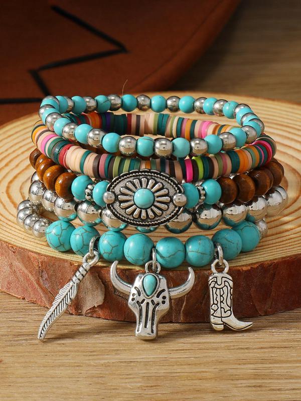 Boho Style Elastic Adjustable Beaded Bracelet, Fashionable Jewelry for Women & Men, Trendy All-match & Exquisite Jewelry for Summer 2024 Back To School