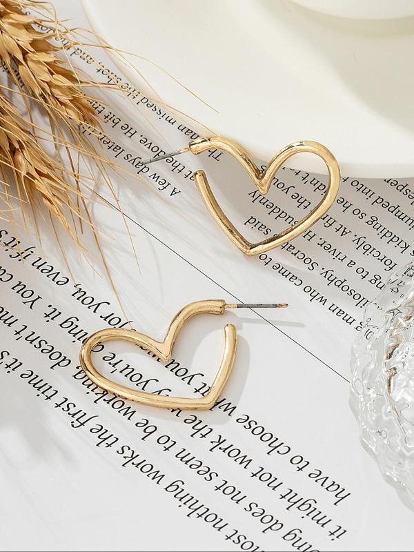 Fashion Hollow out Heart Design Hoop Earrings As Perfect Gift for Girlfriend, Elegant Women's Earrings for Party, Minimalist Fashion Accessories for Daily Wear