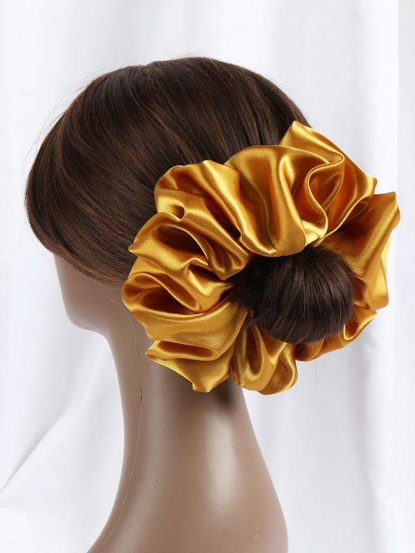 Solid Color Ruched Design Scrunchie, High Stretch Hair Tie, Fashion Hair Accessories for Women & Girls