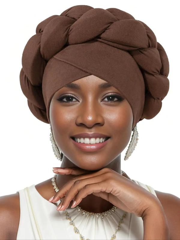 Women's Simple Style Solid Color Braid Design Turban, Casual Elegant Comfortable Hair Turban, Fashionable Head Wrap for Women & Girls for Daily Wear