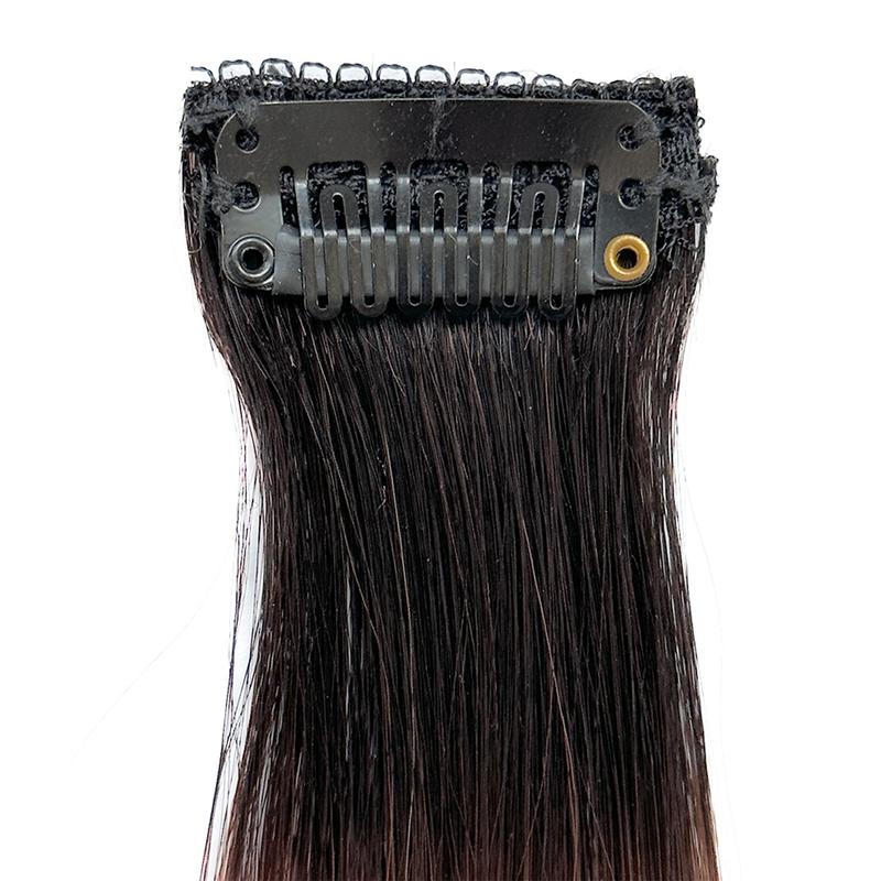 SuperNova colored Clip in Hair Extension with Black Root Ombre Human Hair Straight Hair Handmade