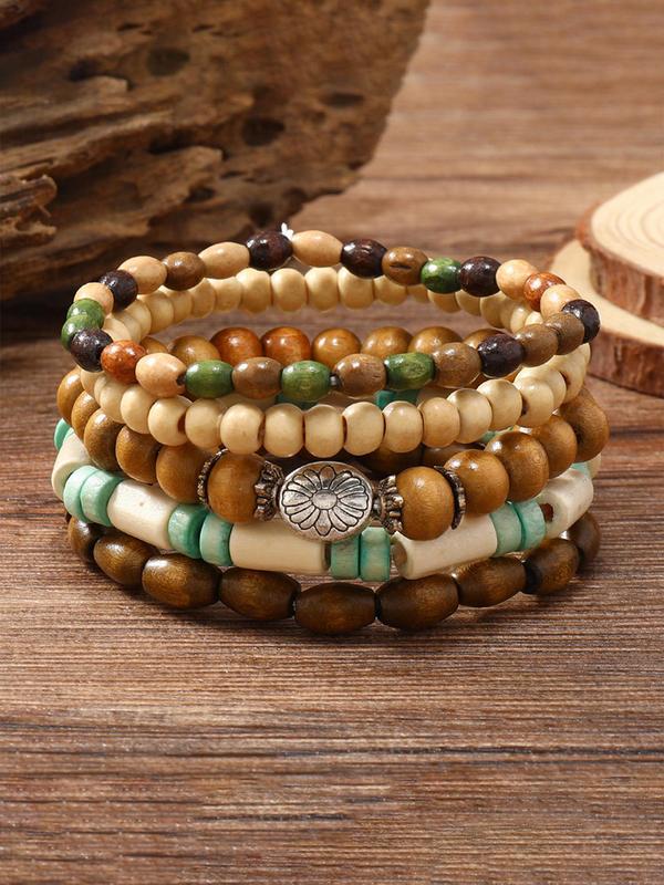 Boho Style Elastic Adjustable Beaded Bracelet, Fashionable Jewelry for Women & Men, Trendy All-match & Exquisite Jewelry for Summer 2024 Back To School