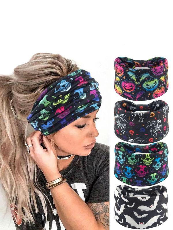 Ruched Design Sports Hair Band, Halloween Themed Sporty Sweat-absorbing Elastic Hair Band, Sports Hair Accessories for All Seasons