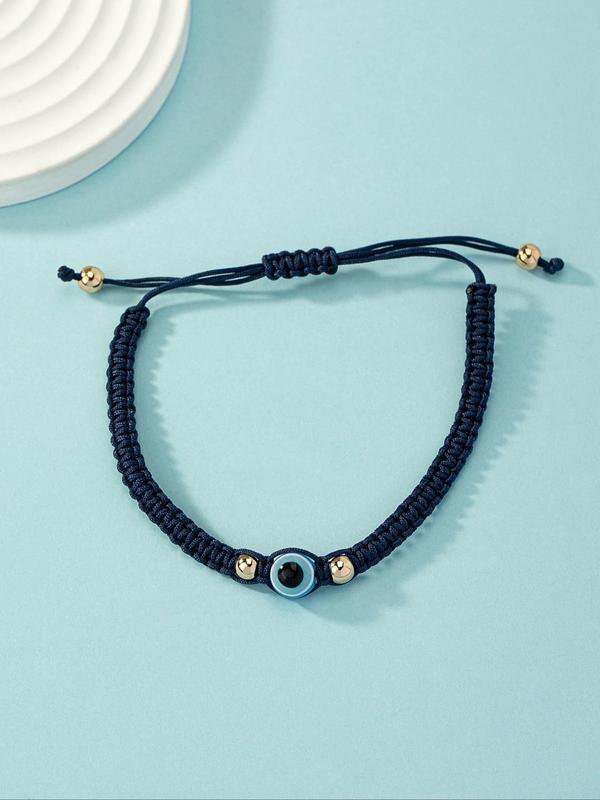 Fashion Retro Evil Eye Design Drawstring Bracelet, Adjustable Hand Jewelry For Men & Women, Popular Accessories