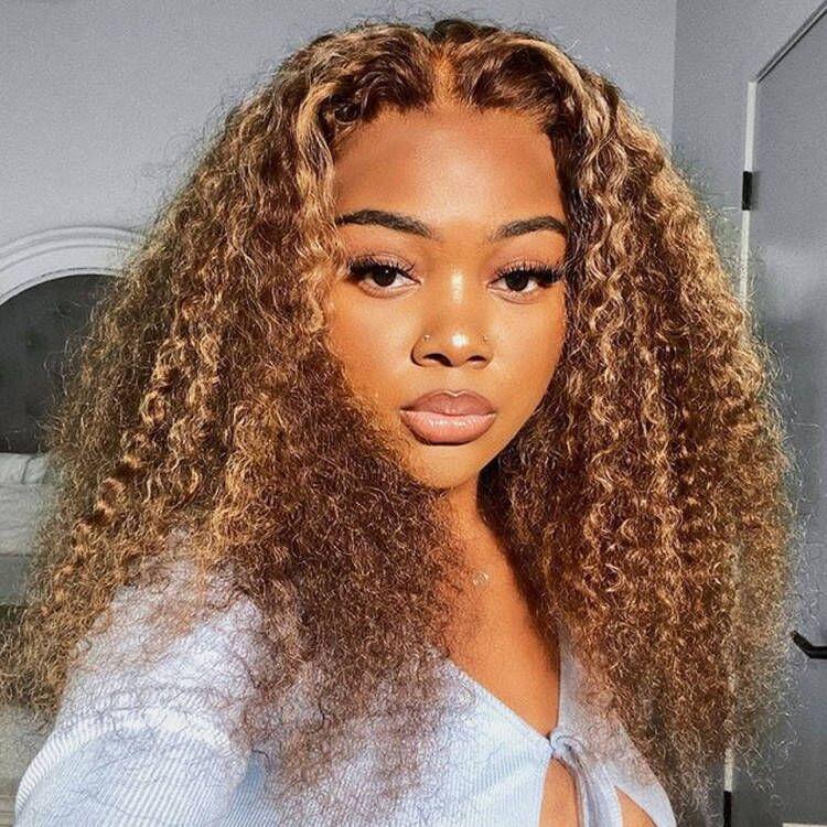 FORGIRLFOREVER 4 27 Highlight Bob Wig 6x4 Kinky Curly Wear Go Glueless Wig Pre-Plucked Pre-Cut Afro Curly Lace Front Closure Human Hair Wigs