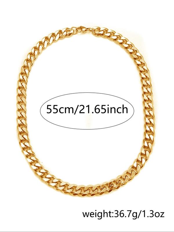 Men's Street Trend Minimalist Cuban Link Chain Necklace, Trendy Chunky Chain Necklace, Chic Hip Hop Vintage Jewelry As Birthday Gift for Boyfriend