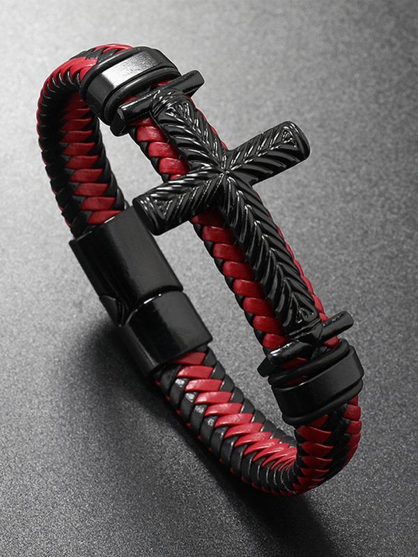 Men's Fashion Cross Braided Bracelet, Retro Trendy Bracelet for Party, Daily Clothing Decor, Trendy All-match & Exquisite Jewelry for Birthday Gift