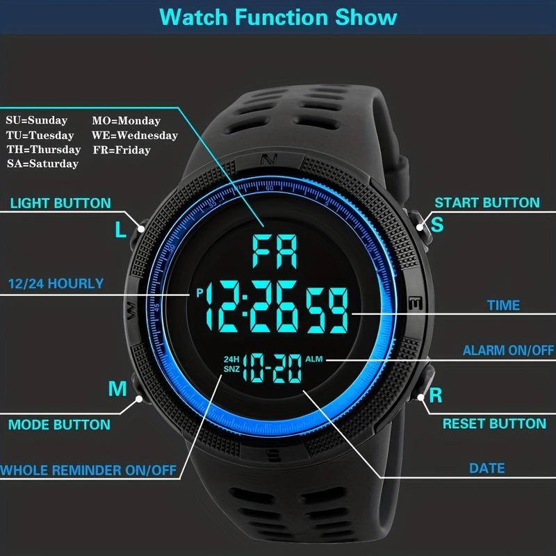 Chronograph E-Sports Watch Outdoor, Multifunctional Digital Silicone Watch Unisex Student