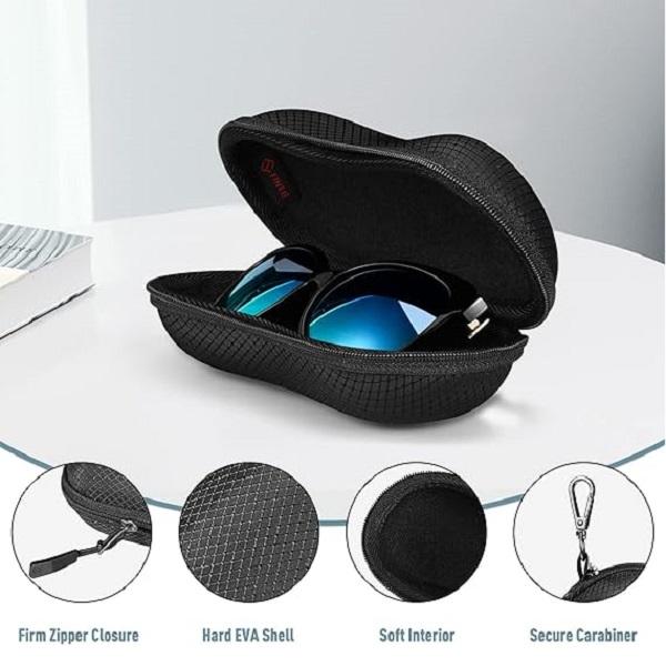 FINTIE Sunglasses Case with Zipper & Clip, Shockproof HardShell Sports Glasses Case for Men and Women