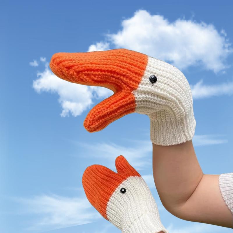 Funny Swan Design Autumn and Winter Mittens for Maintain Warmth the Cold-Resistance.Knit Stretchy Cold Climate Warm Mittens.