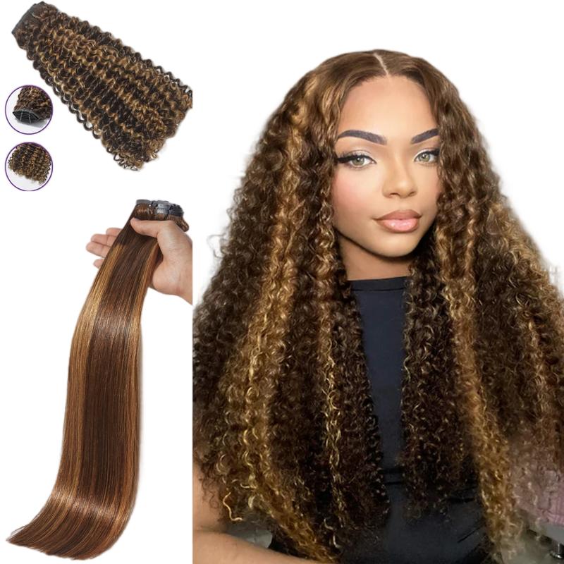 LUVME 100% Virgin Human Hair Extensions 135g Pack Straight, Body Wave, Kinky Curly, Yaki Straight ,Balayage Clip-In