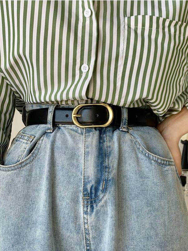 Women's Plain Buckle Belt, Casual Fashion Pu Leather Belt for Jeans & Skirt Shorts, Fashion Belt for Party, Daily Clothing Decor, Trendy All-match & Exquisite Belt for Birthday Gift