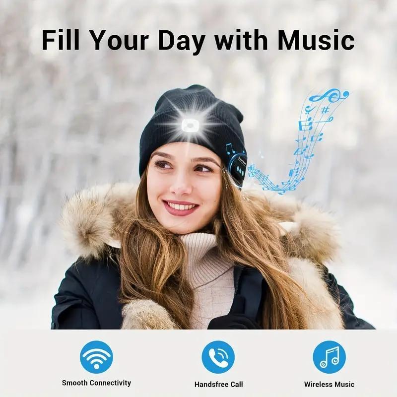 Wireless Bluetooth Beanie Hat with Built-in Headphones - Soft, Warm, and Stylish Unisex Gift for Men and Women - Perfect Christmas Tech Present for Dad, Mom, Friends, and Family