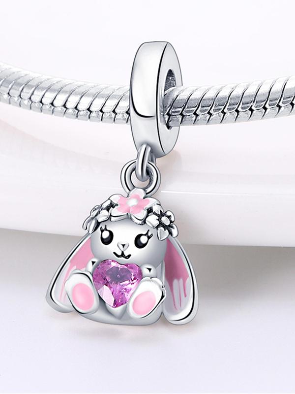 Cute Rabbit Design Pendant, Rhinestone Decor Animal Charm Bead,  Diy Jewelry Making Supplies for Necklace and Bracelet, Fashion Accessories for Women & Girls for Holiday Engagement Gift