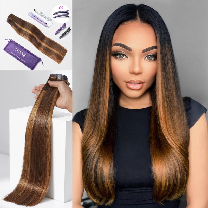 LUVME 100% Virgin Human Hair Extensions 135g Pack Straight, Body Wave, Kinky Curly, Yaki Straight ,Balayage Clip-In